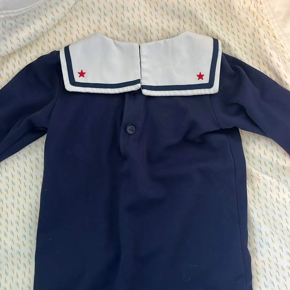 Vintage Ralph Lauren One Piece Nautical Onesie Bow Tie Embroidered RL Logo 9 mos